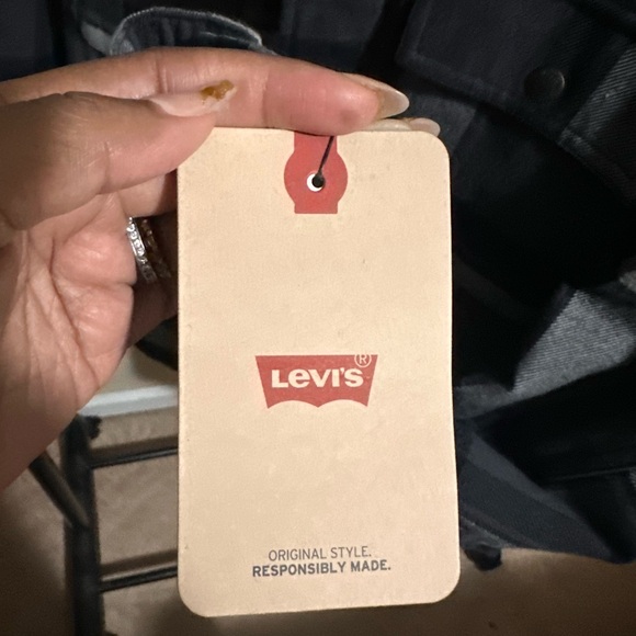 Levi's Men's Checkered Jacket - Black and Gray - Picture 6 of 7